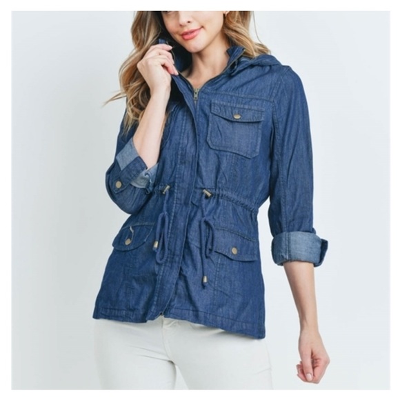 💙Denim Hooded Jacket💙 - Picture 1 of 4